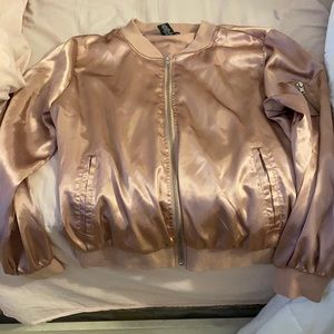 pink metallic zip up jacket